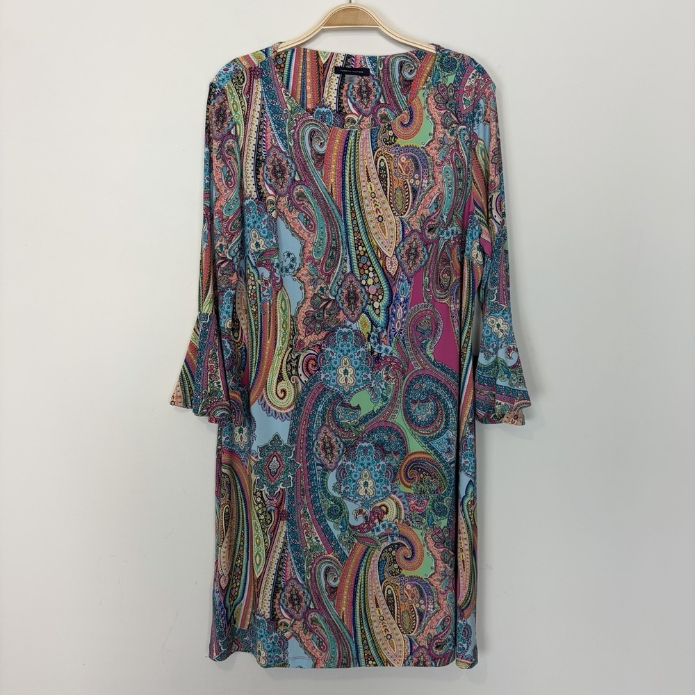 Tommy Hilfiger Paisley Print Dress ¾ Bell Sleeve Stretch Size‎ 14 Boho Resort